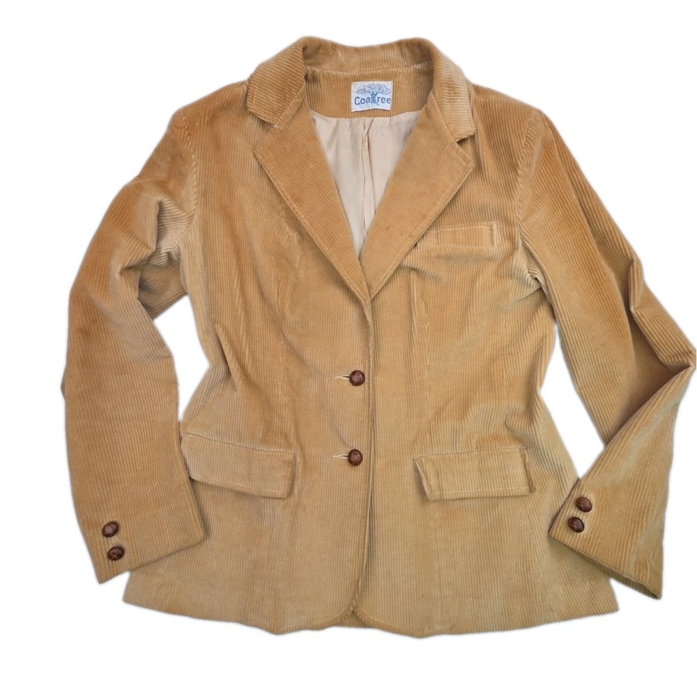 Vintage Wide Wale Corduroy Blazer Camel Tan Academia Ivy Preppy Boho Women's M